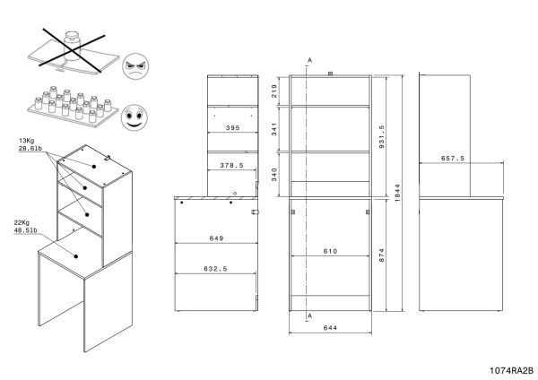 Waschmaschinenschrank Laundry4 in wei und Jackson Eiche Set 3-teilig 175 x 184 cm