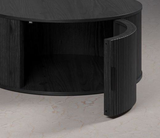Couchtisch Ronin in Esche schwarz Beistelltisch rund 80 cm