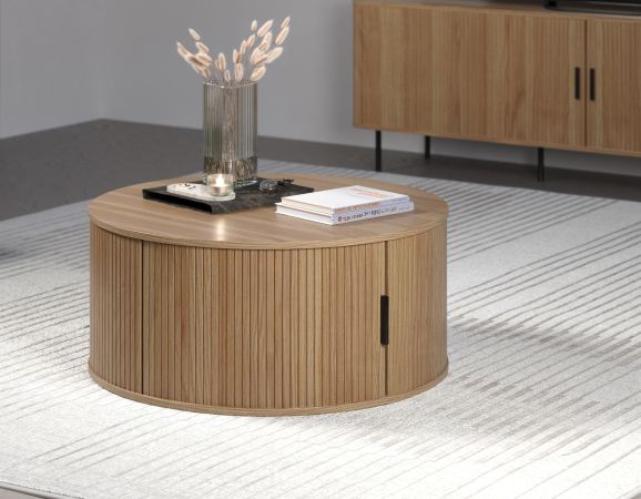 Couchtisch Ronin in Eiche Beistelltisch rund 80 cm