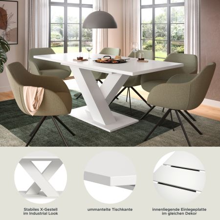 Esstisch Home-X in wei Tisch ausziehbar 150 - 190 cm