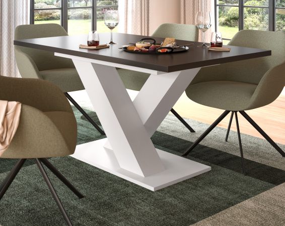 Esstisch Home-X in grau und wei Tisch ausziehbar 150 - 190 cm