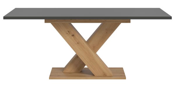 Esstisch Home-X in grau und Artisan Eiche Tisch ausziehbar 150 - 190 cm