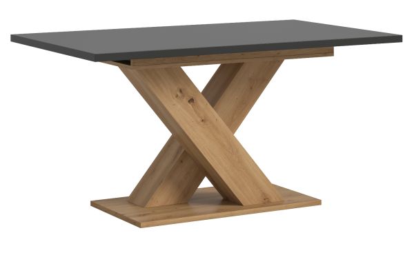 Esstisch Home-X in grau und Artisan Eiche Tisch ausziehbar 150 - 190 cm