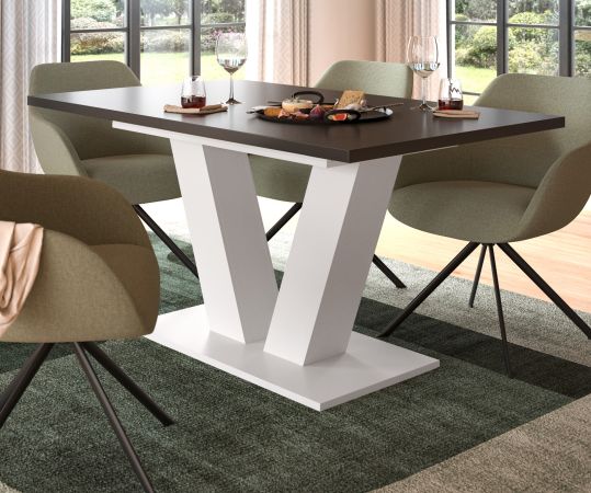 Esstisch Home-X in grau und wei Tisch ausziehbar 150 - 190 cm