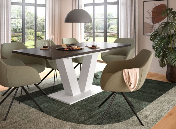 Esstisch Home-X in grau und wei Tisch ausziehbar 150 - 190 cm