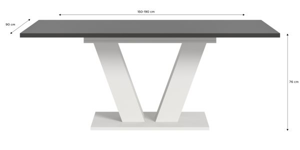 Esstisch Home-X in grau und wei Tisch ausziehbar 150 - 190 cm