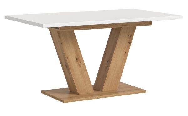Esstisch Home-X in wei und Artisan Eiche Tisch ausziehbar 150 - 190 cm