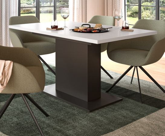 Esstisch Home-X in wei und grau Tisch ausziehbar 150 - 190 cm