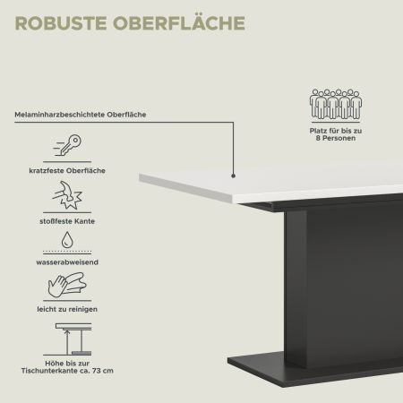 Esstisch Home-X in wei und grau Tisch ausziehbar 150 - 190 cm