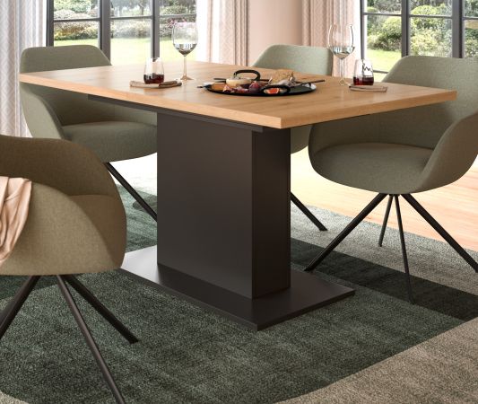 Esstisch Home-X in Artisan Eiche und grau Tisch ausziehbar 150 - 190 cm