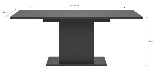 Esstisch Home-X in grau Tisch ausziehbar 150 - 190 cm