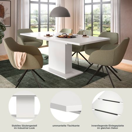 Esstisch Home-X in wei Tisch ausziehbar 150 - 190 cm
