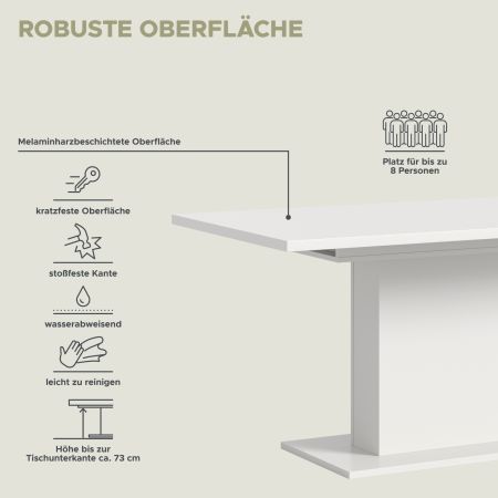 Esstisch Home-X in wei Tisch ausziehbar 150 - 190 cm
