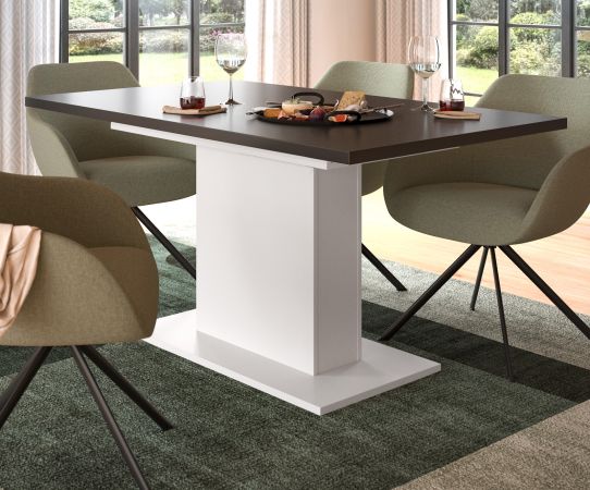 Esstisch Home-X in grau und wei Tisch ausziehbar 150 - 190 cm