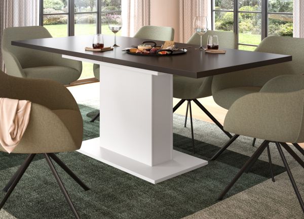 Esstisch Home-X in grau und wei Tisch ausziehbar 150 - 190 cm