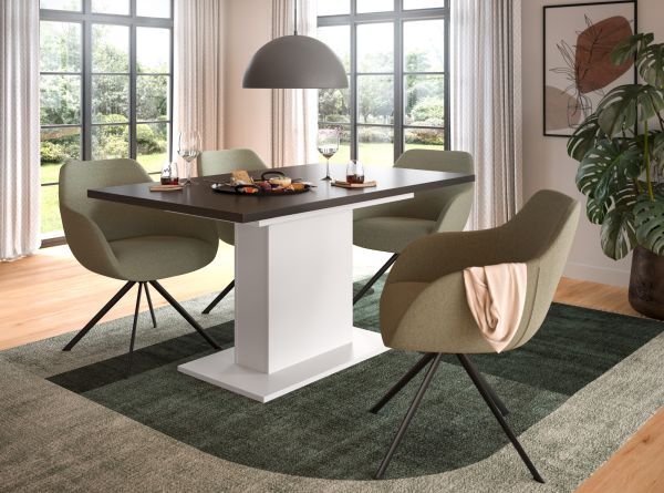 Esstisch Home-X in grau und wei Tisch ausziehbar 150 - 190 cm