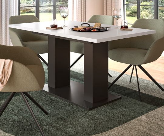 Esstisch Home-X in wei und grau Tisch ausziehbar 150 - 190 cm
