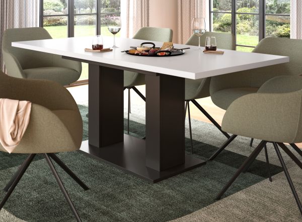 Esstisch Home-X in wei und grau Tisch ausziehbar 150 - 190 cm