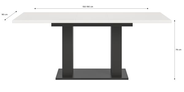 Esstisch Home-X in wei und grau Tisch ausziehbar 150 - 190 cm