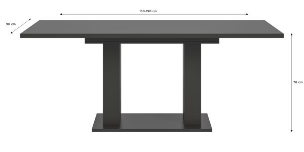 Esstisch Home-X in grau Tisch ausziehbar 150 - 190 cm