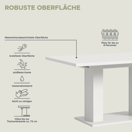 Esstisch Home-X in wei Tisch ausziehbar 150 - 190 cm
