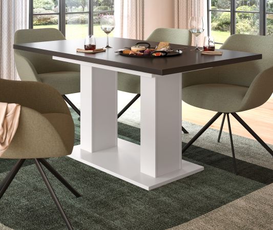 Esstisch Home-X in grau und wei Tisch ausziehbar 150 - 190 cm
