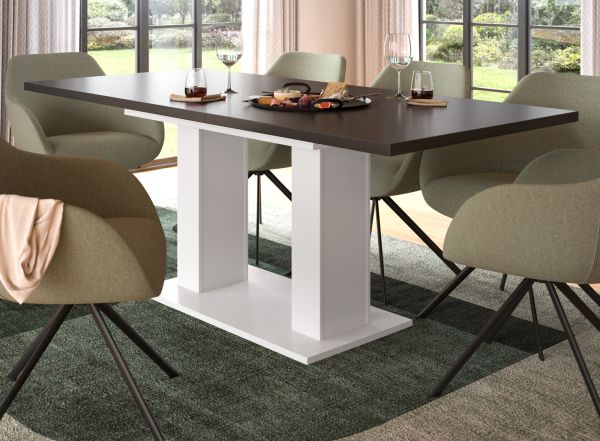 Esstisch Home-X in grau und wei Tisch ausziehbar 150 - 190 cm