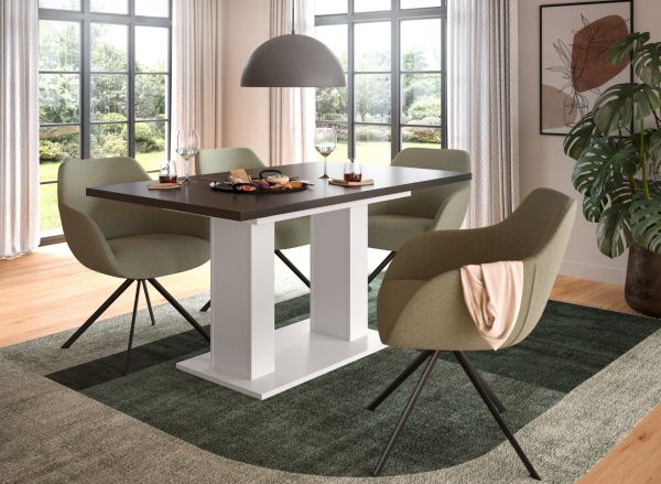 Esstisch Home-X in grau und wei Tisch ausziehbar 150 - 190 cm