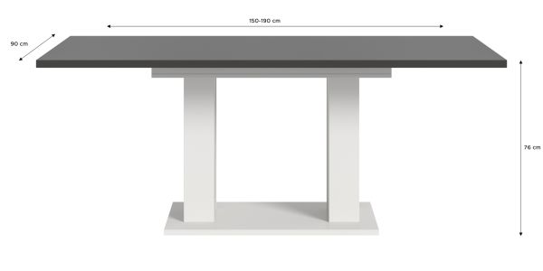 Esstisch Home-X in grau und wei Tisch ausziehbar 150 - 190 cm