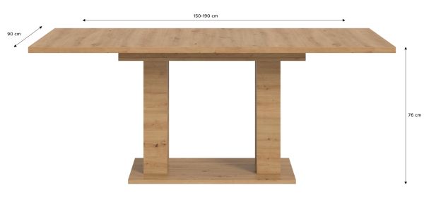 Esstisch Home-X in Artisan Eiche Tisch ausziehbar 150 - 190 cm
