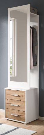 Kompaktgarderobe Pallas in wei und Nox Eiche Garderobe mit Spiegel 45 x 190 cm