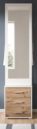 Kompaktgarderobe Pallas in wei und Nox Eiche Garderobe mit Spiegel 45 x 190 cm