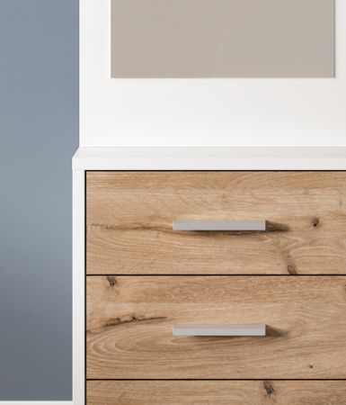 Kompaktgarderobe Pallas in wei und Nox Eiche Garderobe mit Spiegel 45 x 190 cm