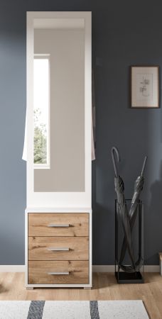 Kompaktgarderobe Pallas in wei und Nox Eiche Garderobe mit Spiegel 45 x 190 cm