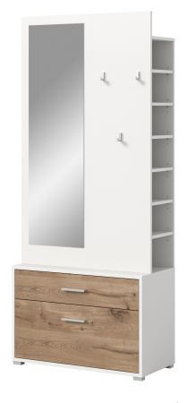 Kompaktgarderobe Pallas in wei und Nox Eiche Garderobe mit Spiegel 80 x 190 cm