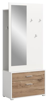 Kompaktgarderobe Pallas in wei und Nox Eiche Garderobe mit Spiegel 80 x 190 cm