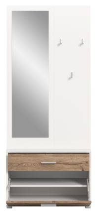 Kompaktgarderobe Pallas in wei und Nox Eiche Garderobe mit Spiegel 80 x 190 cm