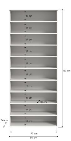 Schuhregal SystemX in wei Flur Diele Regal 80 x 193 cm
