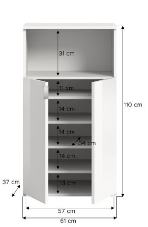 Kommode SystemX in wei Hochglanz Flur Diele Mehrzweckschrank 61 x 110 cm