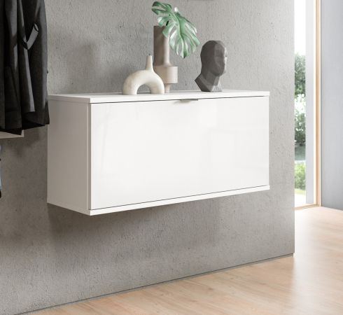 Schuhschrank SystemX in wei Hochglanz Flur Diele Kommode 91 cm