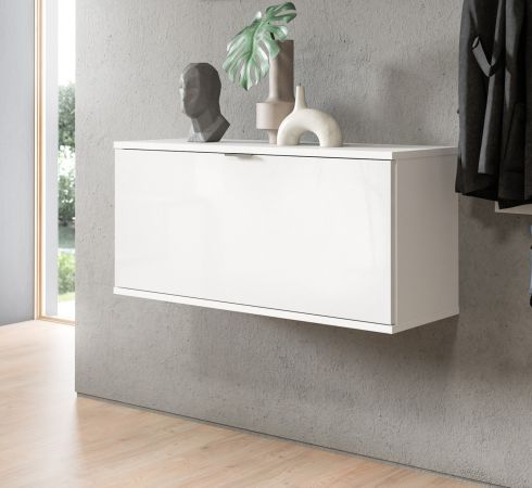 Schuhschrank SystemX in wei Hochglanz Flur Diele Kommode 91 cm