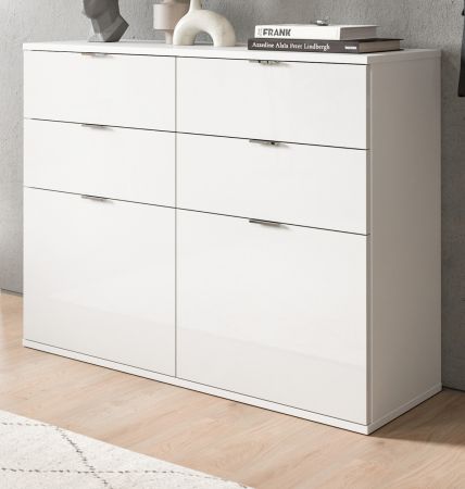 Kommode SystemX in wei Hochglanz Flur Diele Mehrzweckschrank 110 x 85 cm