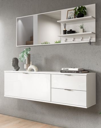 Garderobe Set 4-teilig SystemX in wei Hochglanz Garderobenkombination 144 cm
