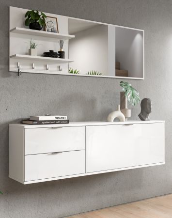 Garderobe Set 4-teilig SystemX in wei Hochglanz Garderobenkombination 144 cm