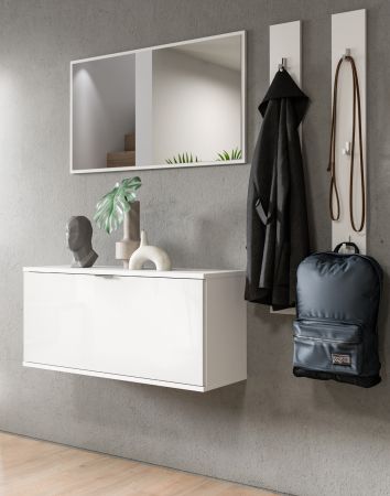 Garderobe Set 4-teilig SystemX in wei Hochglanz Garderobenkombination 147 cm