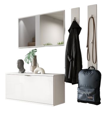 Garderobe Set 4-teilig SystemX in wei Hochglanz Garderobenkombination 147 cm