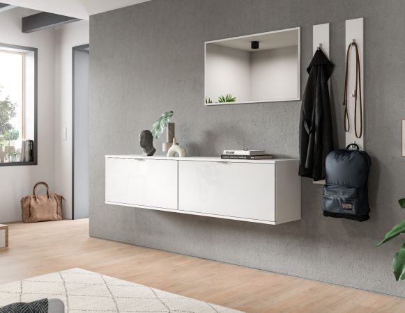 Garderobe Set 5-teilig SystemX in wei Hochglanz Garderobenkombination 238 cm