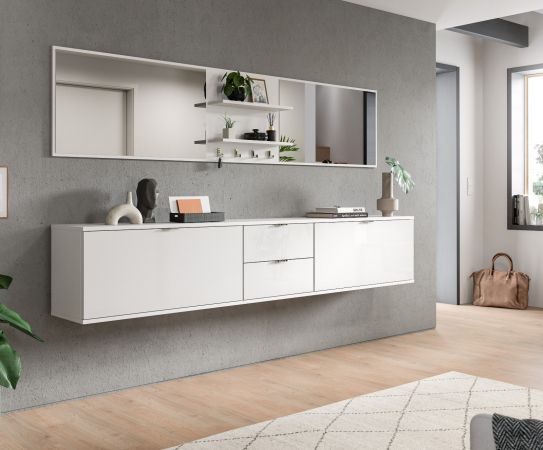 Garderobe Set 6-teilig SystemX in wei Hochglanz Garderobenkombination 236 cm