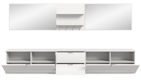 Garderobe Set 6-teilig SystemX in wei Hochglanz Garderobenkombination 236 cm