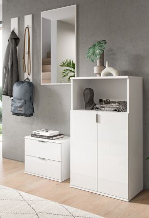 Garderobe Set 5-teilig SystemX in wei Hochglanz Garderobenkombination 184 cm